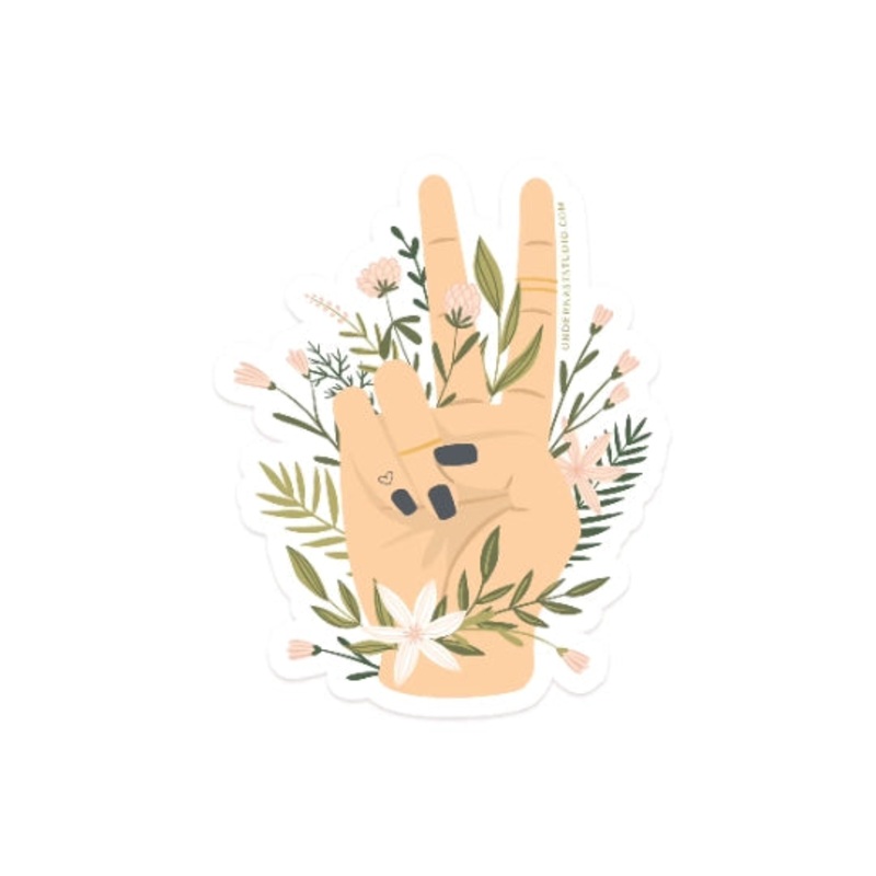 FLORAL PEACE SIGN STICKER