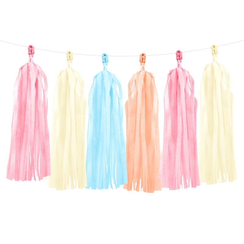 IVORY, PINK, PEACH AND SKY BLUE TASSEL GARLAND