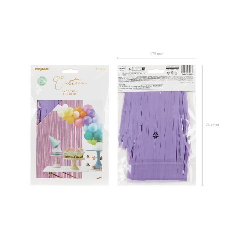 LIGHT VIOLET FRINGE CURTAIN BACKDROP 3 x 6.5 FT