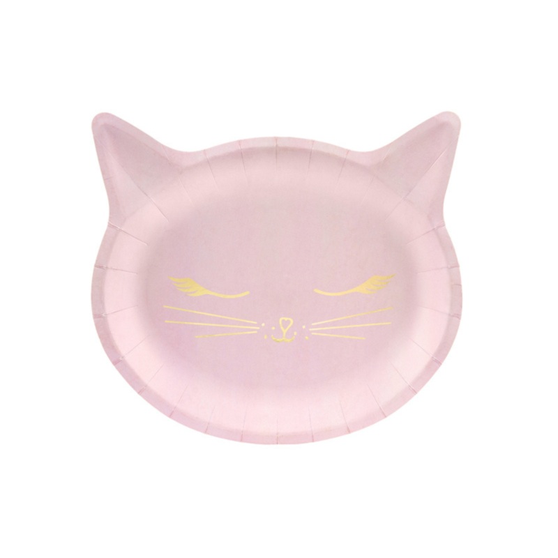 PINK CAT PAPER PLATES