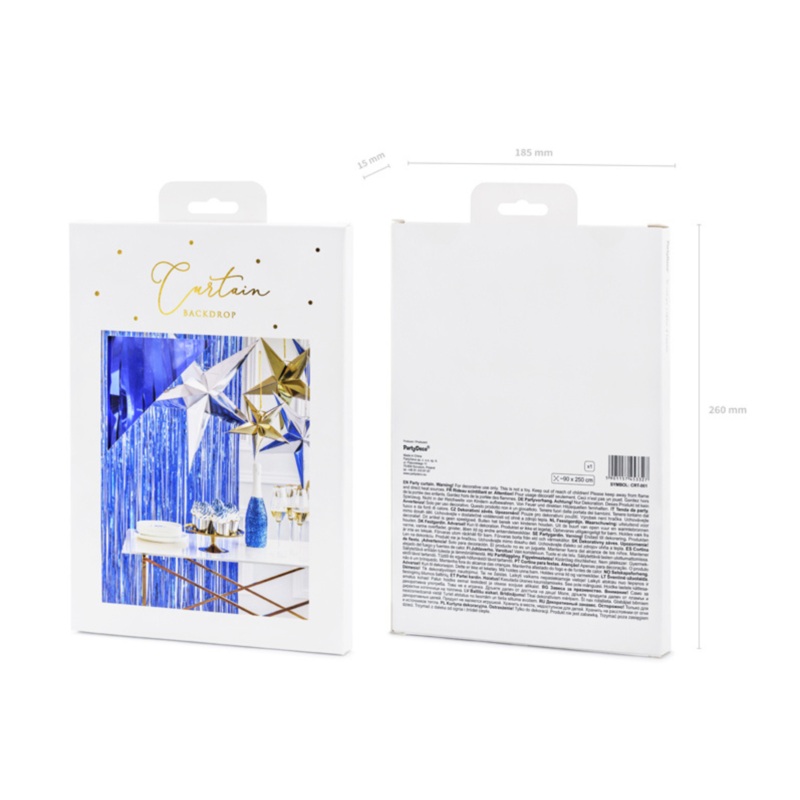 ROYAL BLUE FOIL FRINGE CURTAIN BACKDROP 3 x 8 FT