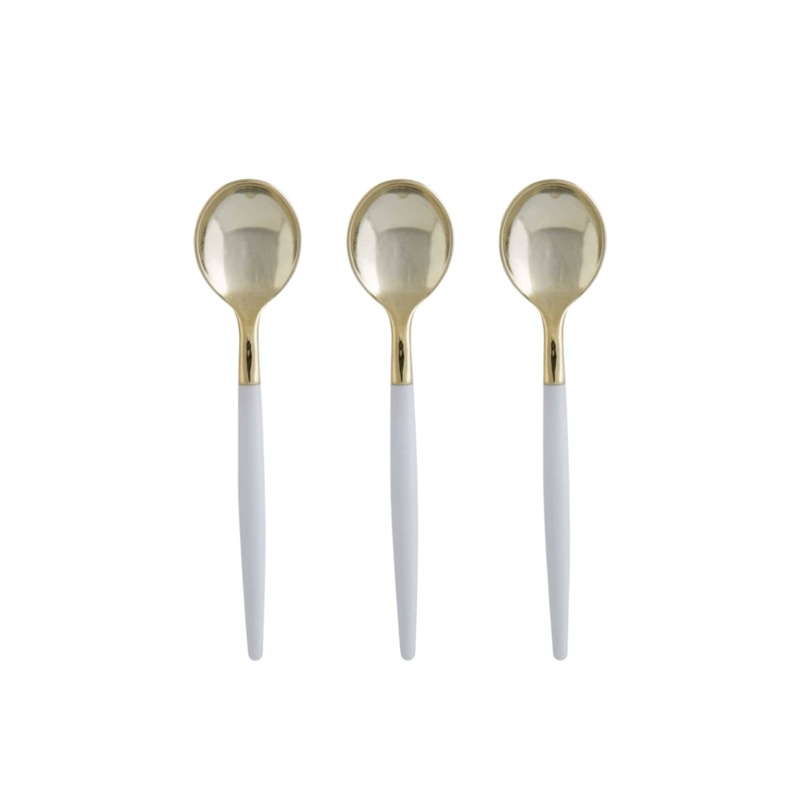 WHITE & GOLD REUSABLE MINI SPOONS