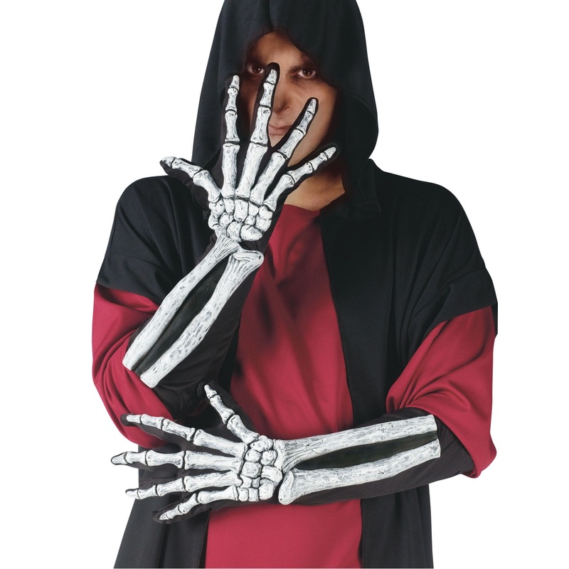 ADULT SIZE LONG SKELETON GLOVES