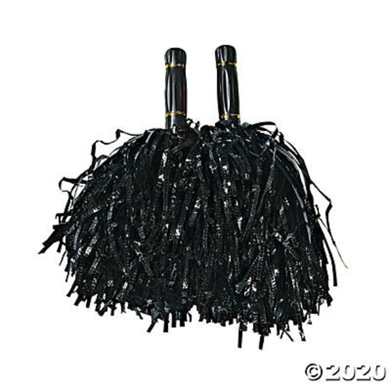 Black Metallic Foil Pom Poms