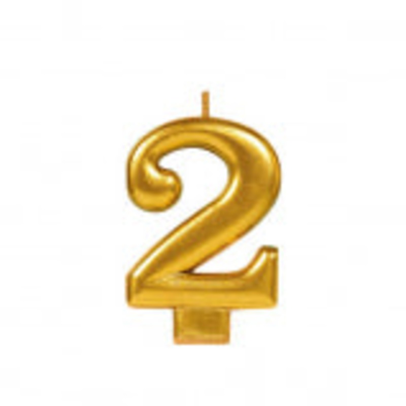 GOLD NUMBER 2 METALLIC CANDLE