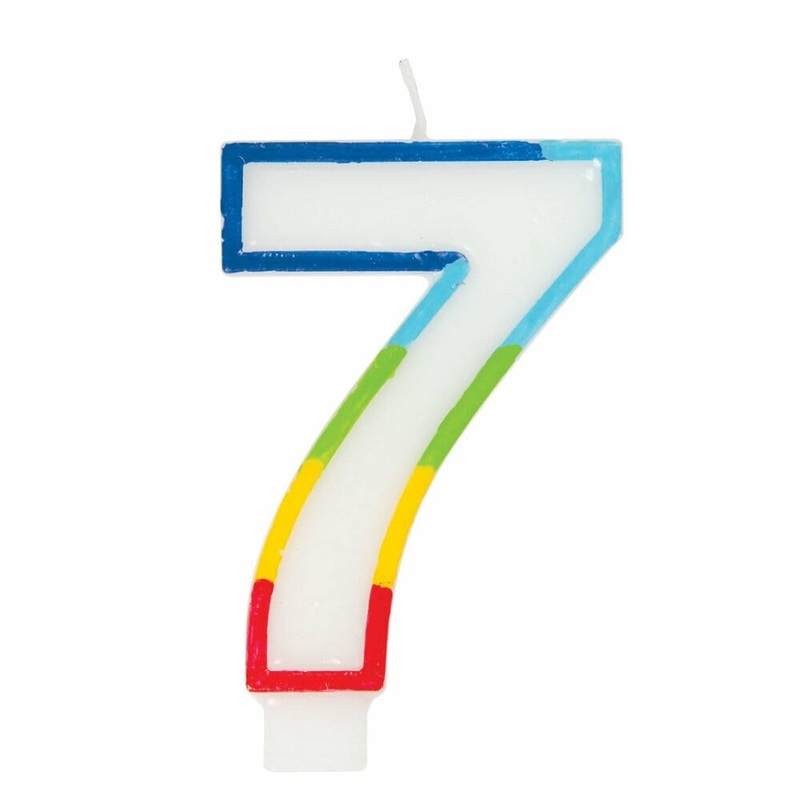Rainbow Border Numeral Candle- #7