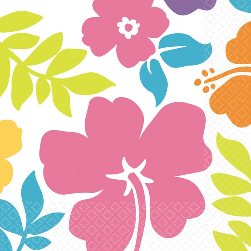 WHITE HIBISCUS BEVERAGE NAPKINS