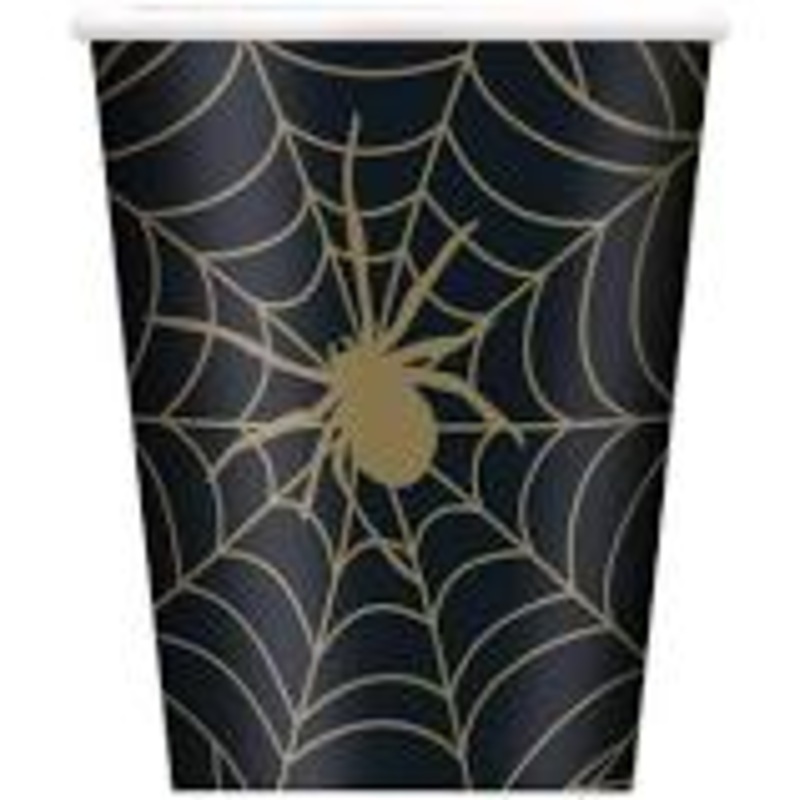 Black and Gold Spider Web Paper Cups