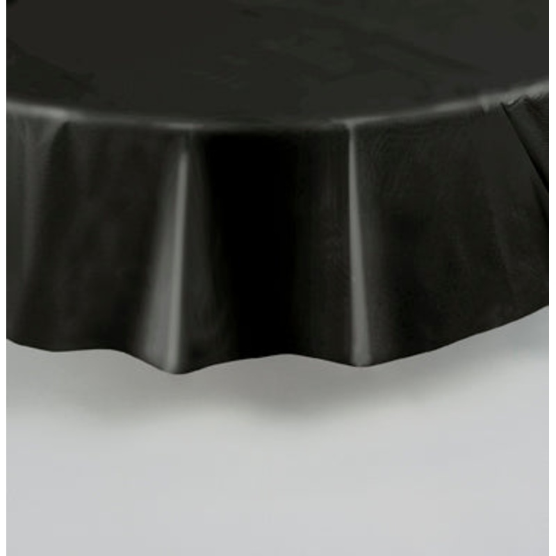 Black Round Value Plastic Table Cover