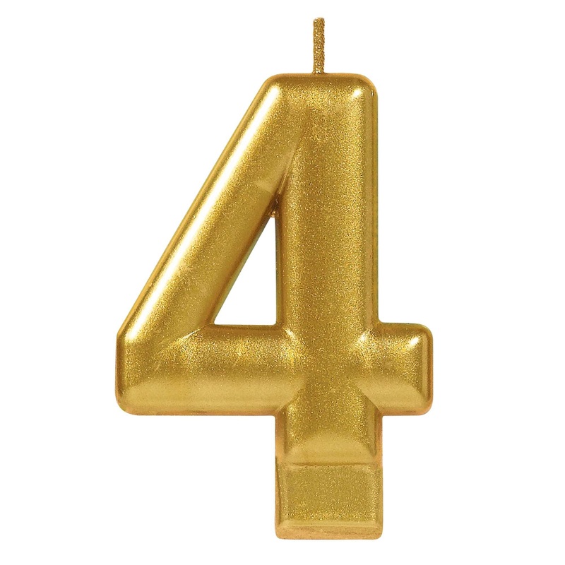 GOLD NUMBER 4 METALLIC CANDLE