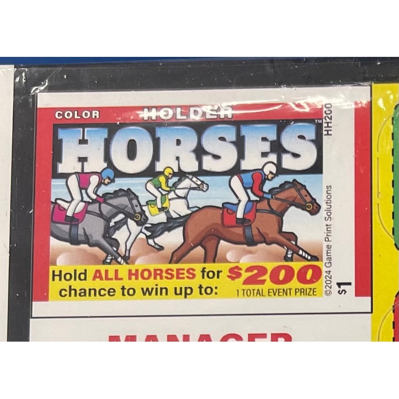 HOLDER HORSES PULL TAB 287 TICKETS