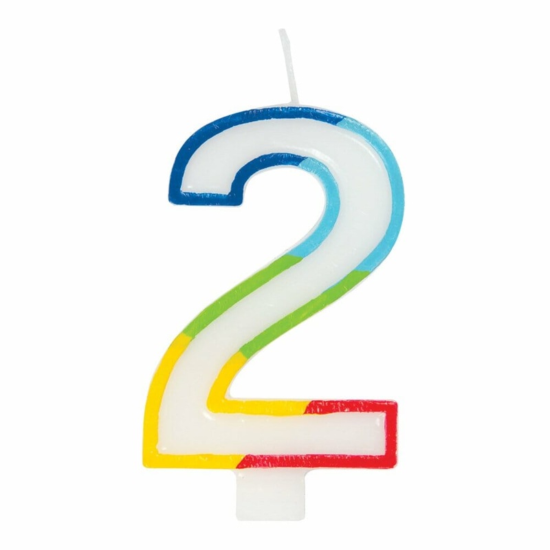 Rainbow Border Numeral Candle- #2