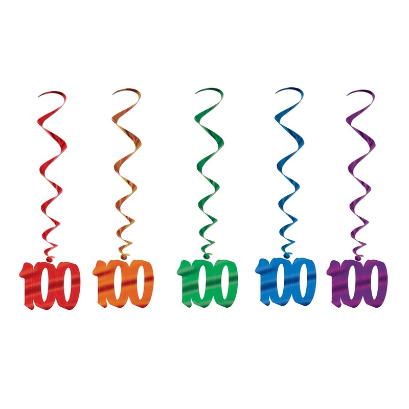 WHIRLS - 100 BIRTHDAY HANGING  ASST    5 CT/PKG