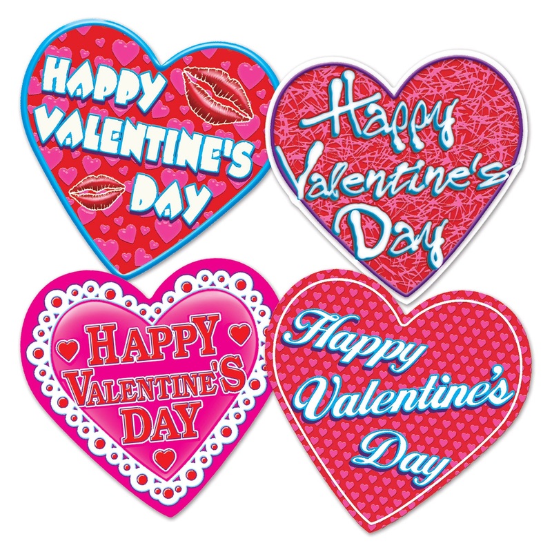 CUTOUT - VALENTINE HEARTS 14"       4 PC/PKG