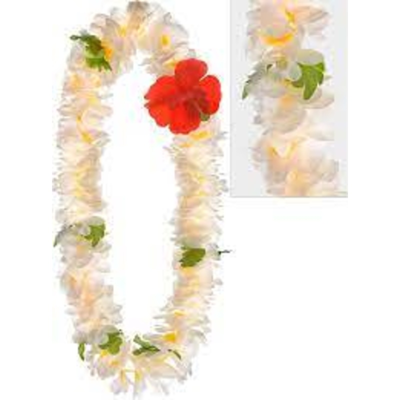 White Lei w/Red Blossom