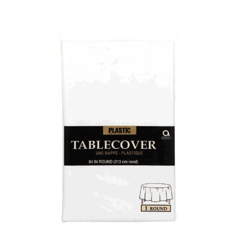 White Round Plastic Table Cover