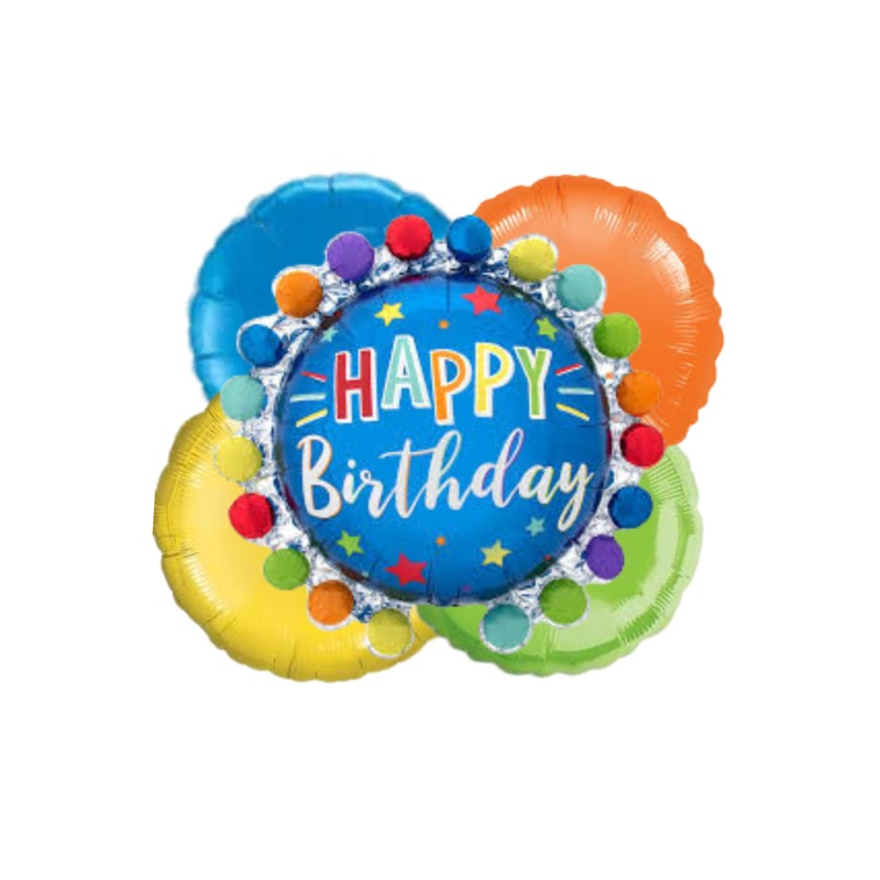 Dot Circle Happy Birthday Helium Boquete - Pick Up In-Store