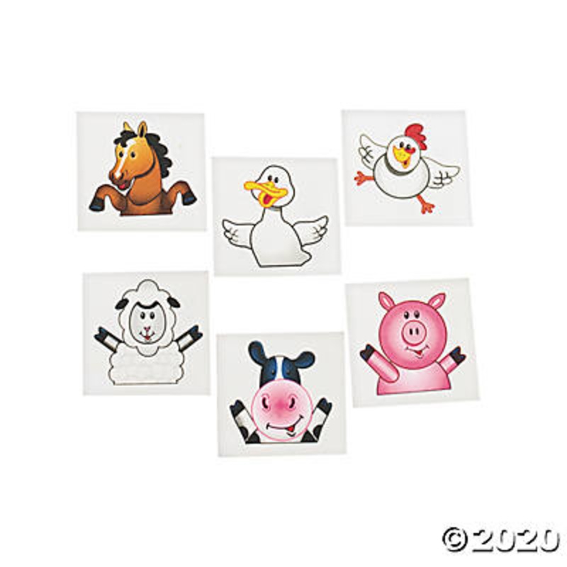 FARM PARTY TEMPORARY TATTOOS 72PCS