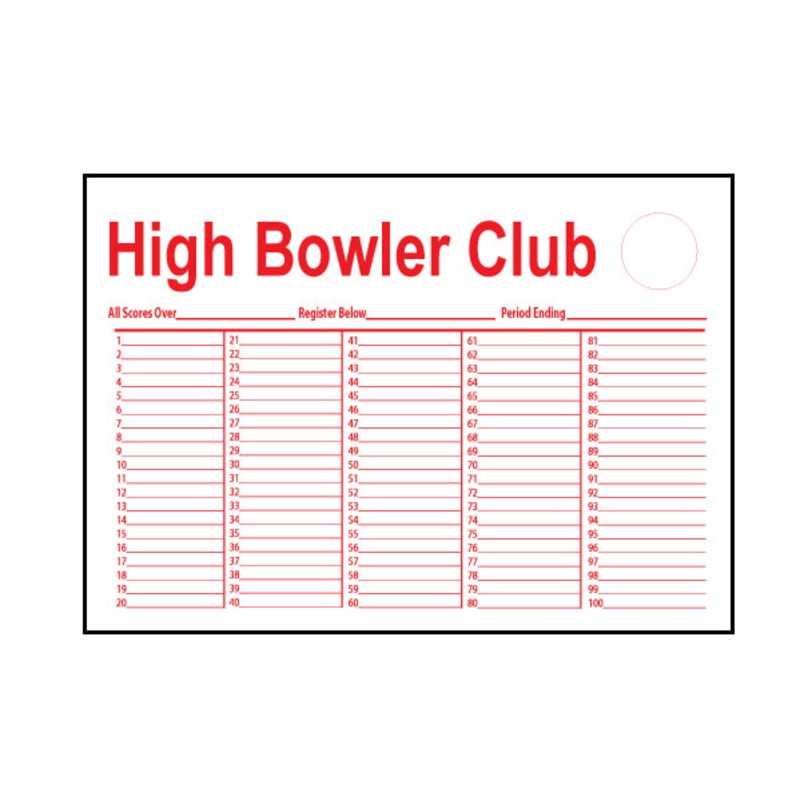 HIGH BOWLER CLUB  LINED SEAL CARD, 1 CARD, 5 STYLES