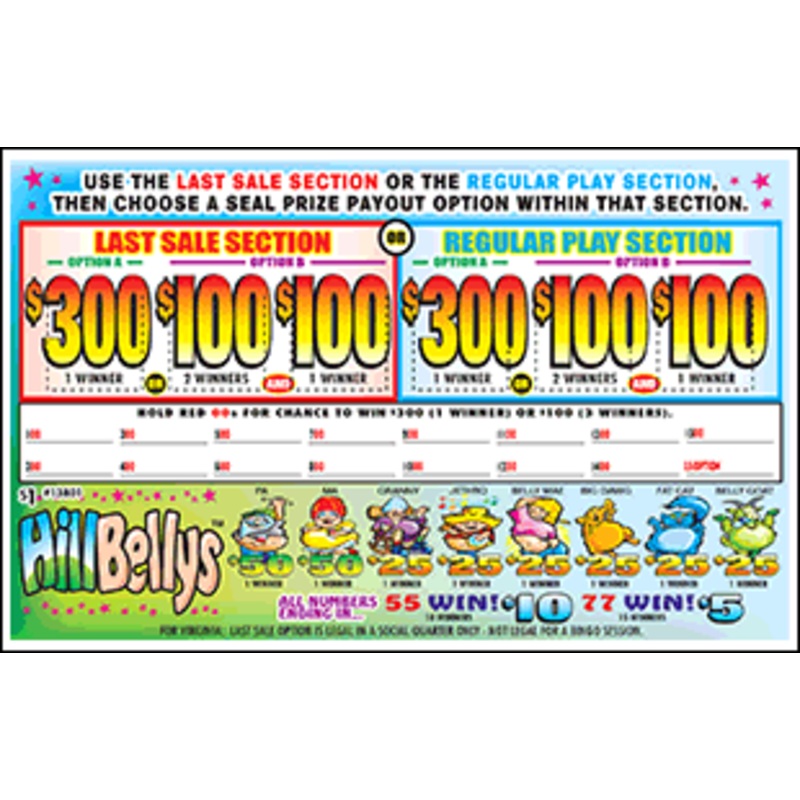 HILLBELLY'S PULL TAB 912 TICKETS