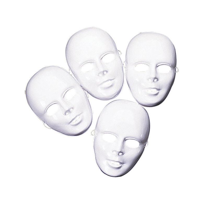 MASK - WHITE FULL PLASTIC 12 PC