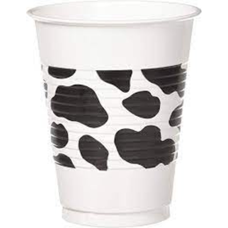Plastic Cow Print 16oz. Cups