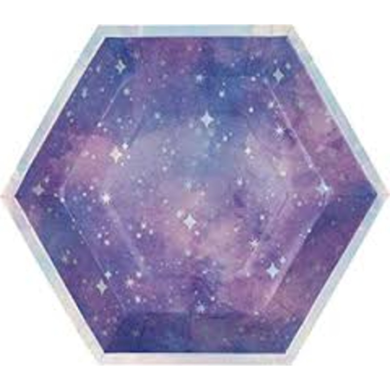Purple Galaxy 9" Hexagonal Paper Plates