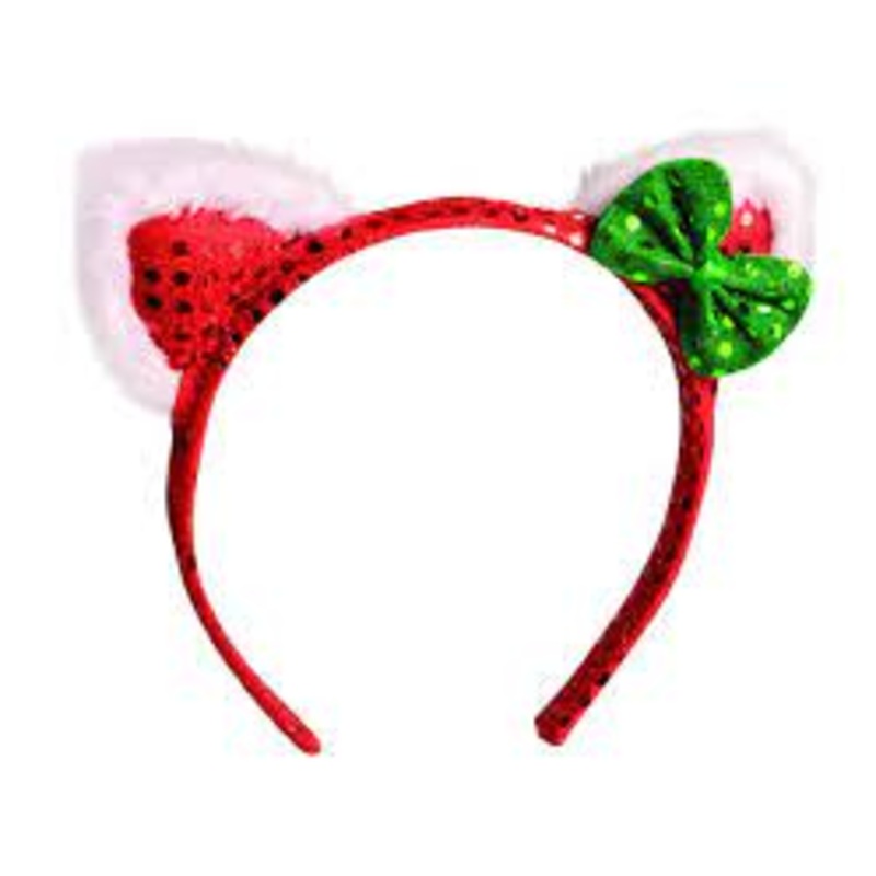 Red Cat Ears w/Green Bow