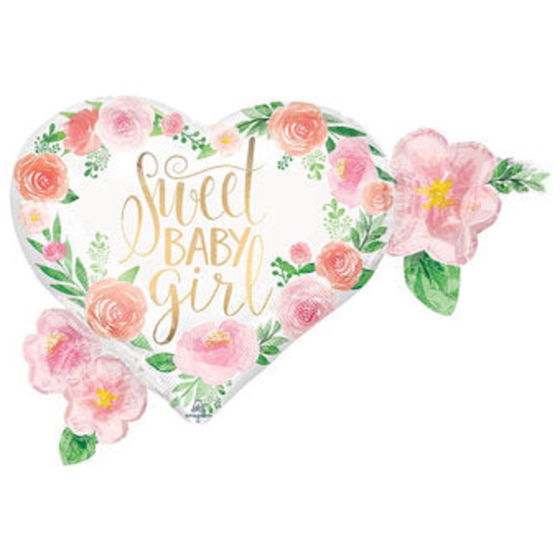 SWEET BABY GIRL SUPER SHAPE MYLAR BALLOON