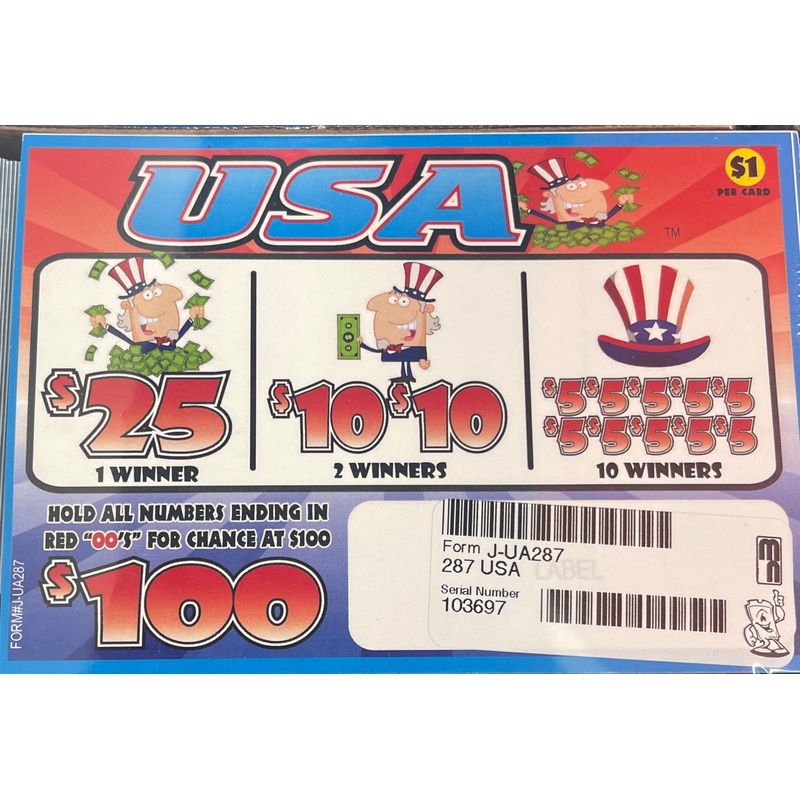USA PULL TAB 287 TICKETS