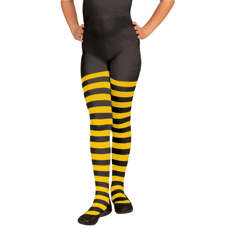 Black/Orange Striped Tights - Child Size