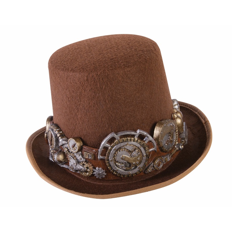 Steampunk Deluxe Brown Top Hat w/Band