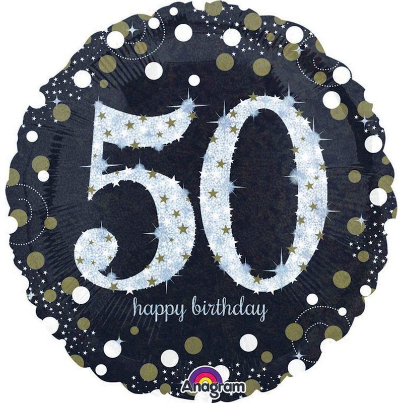 Balloon Mylar 50th Birthday Sparkle Celebration 18"
