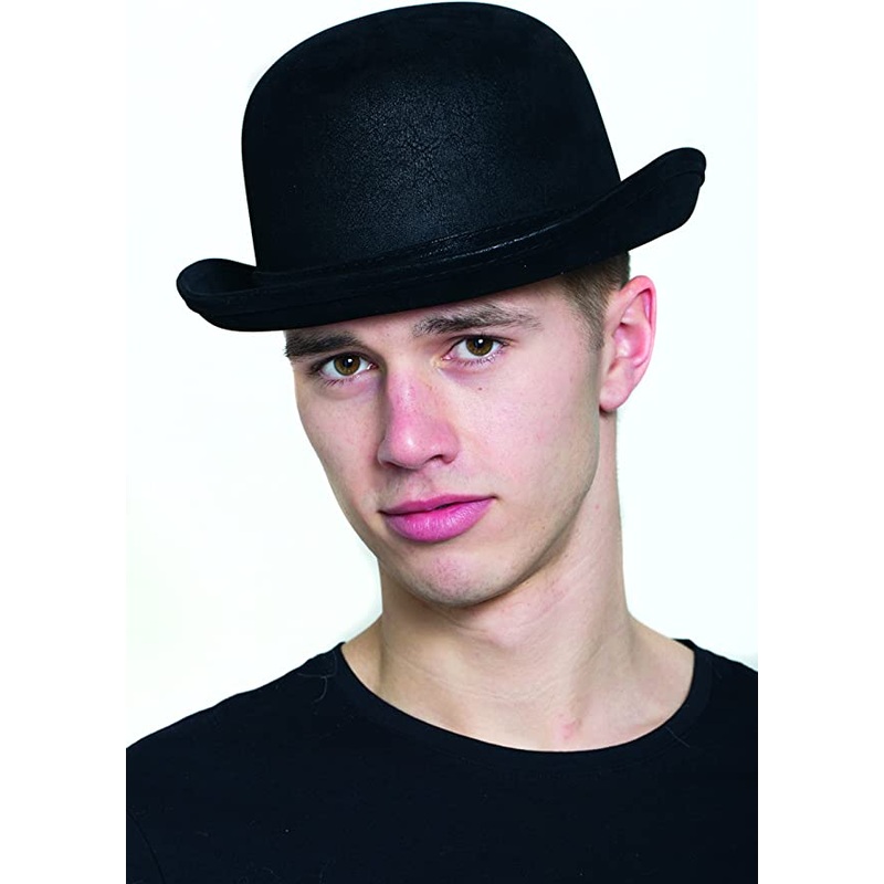 Black Leatherlike Derby Hat