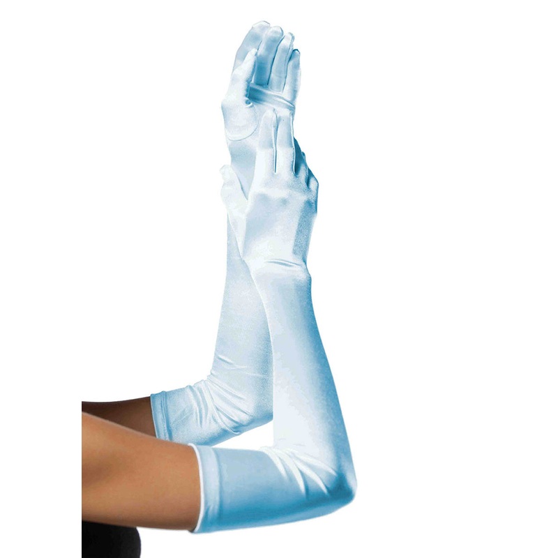 Extra Long Opera Length Satin Gloves LT Blue