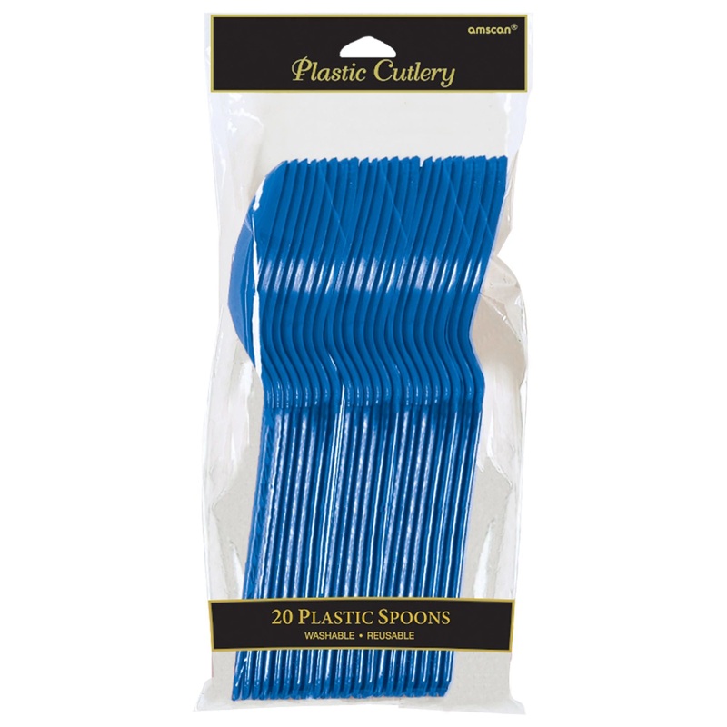 Plastic Spoons - Bright Royal Blue - 20CT