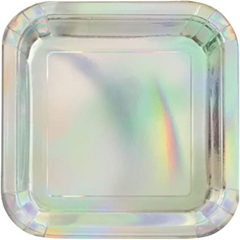 Square Dessert Paper Plates - 7" Iridescent 8CT