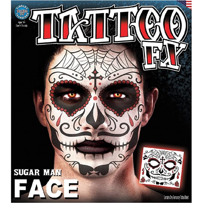 Tinsley Transfers Sugar Man Face Tattoo