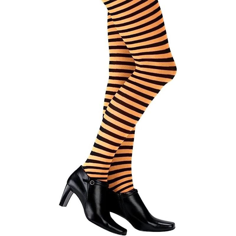 Black/Orange Striped Child Size Tights
