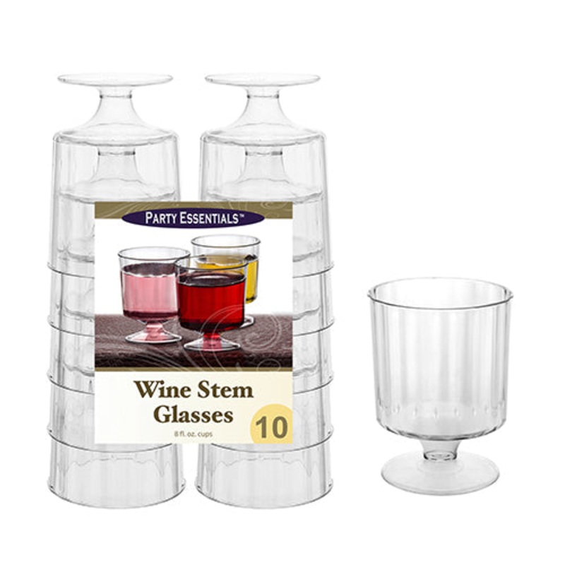 GLASSES WINE W/STEM 8OZ 10CT