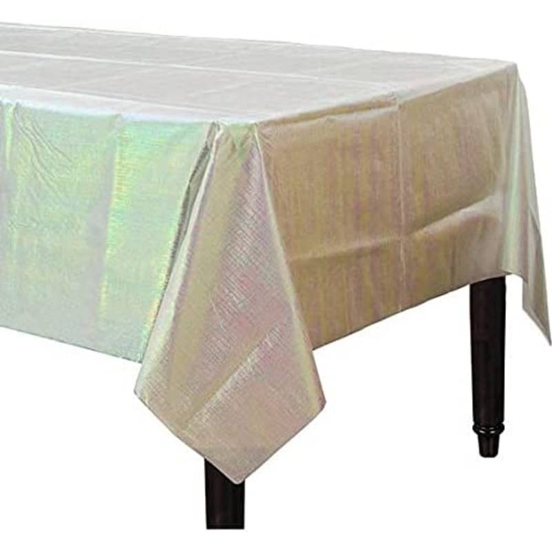 Iridescent Rectangular Plastic Party Table Cover, 50" x 84"
