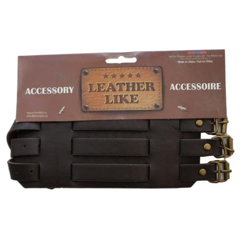 Wristbands Leatherlike Brown w/ Buckles