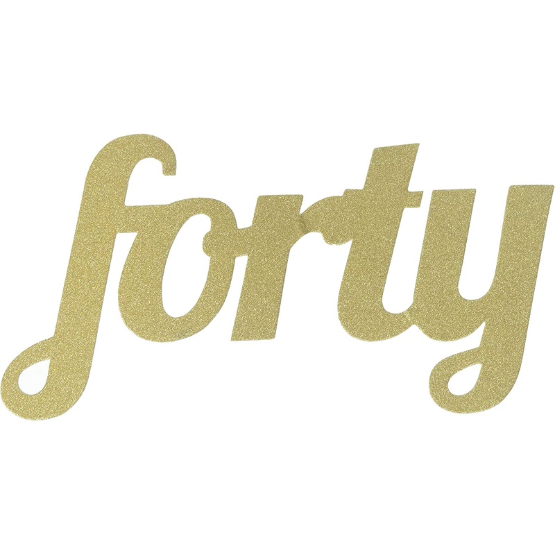 Cake Topper 'Forty' Gold Glitter