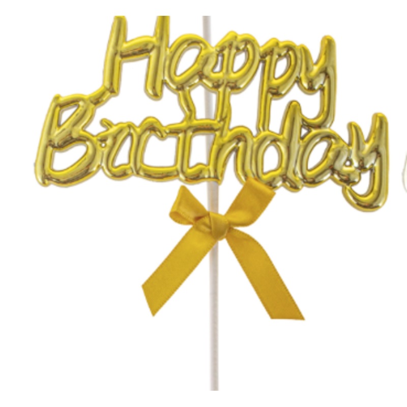 Cake Topper Happy Birthday Gold