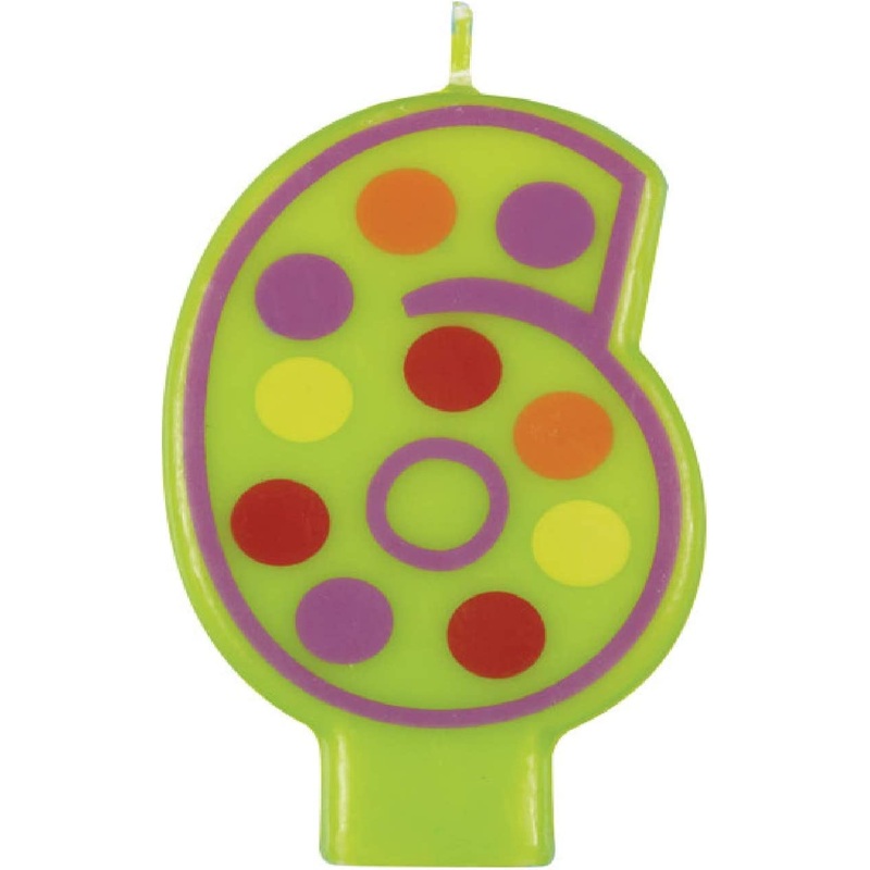 Candle #6 Green Polka Dots