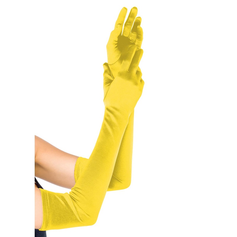 Extra Long Opera Length Satin Gloves Yellow