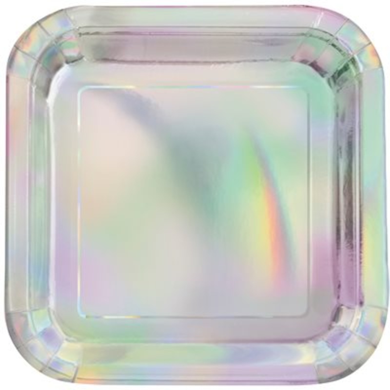 Iridescent Square 9" Plates 8CT