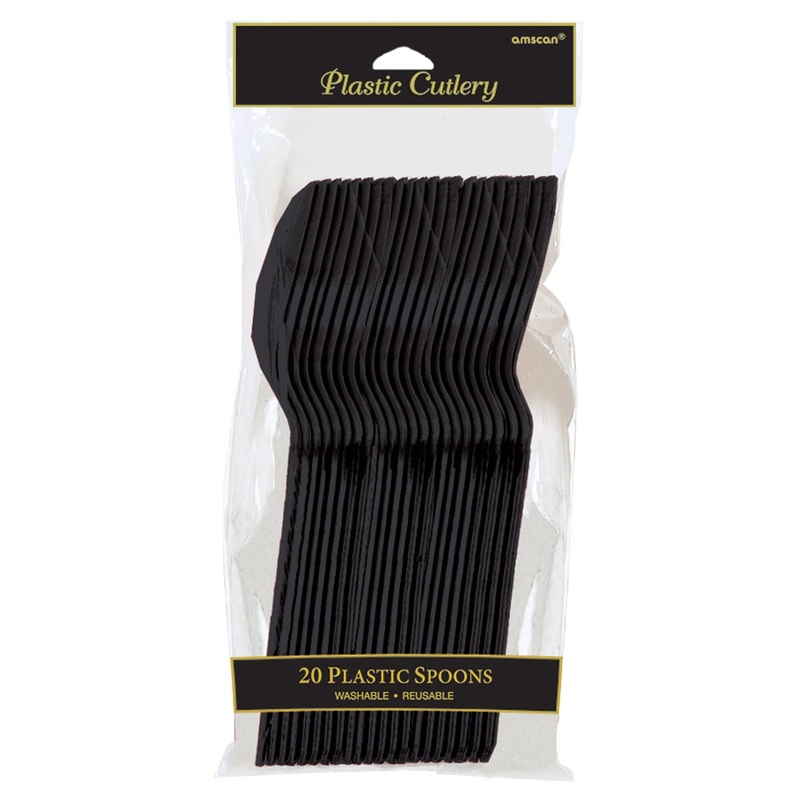 Plastic Spoons - Jet Black - 20CT