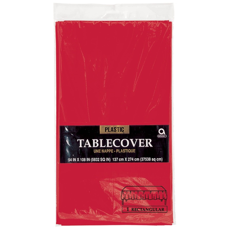 Rectangle Plastic Table Cover - Red Apple - 54" X 104"