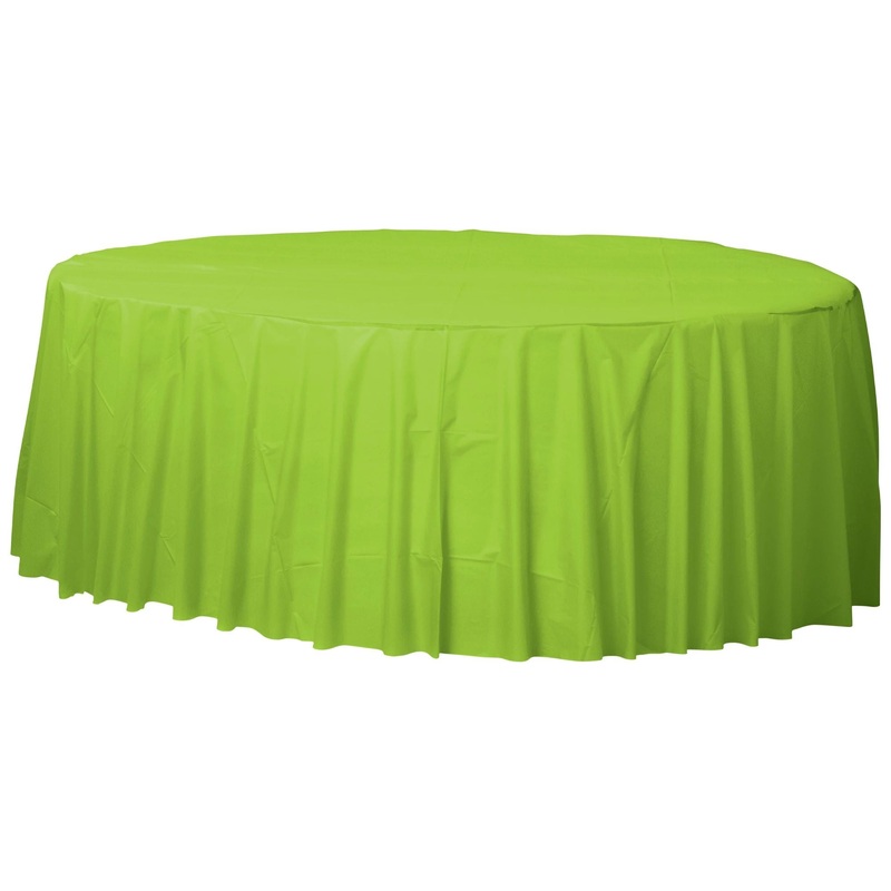 Round Plastic Table Cover - Kiwi - 84"